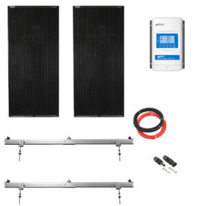 Solcellspaket 380W stuga & fritidshus - med fäste för plåttak AllBlack